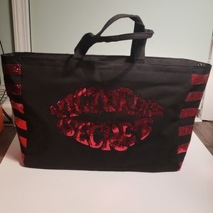 Victoria Secret large black, red sequin Tote
